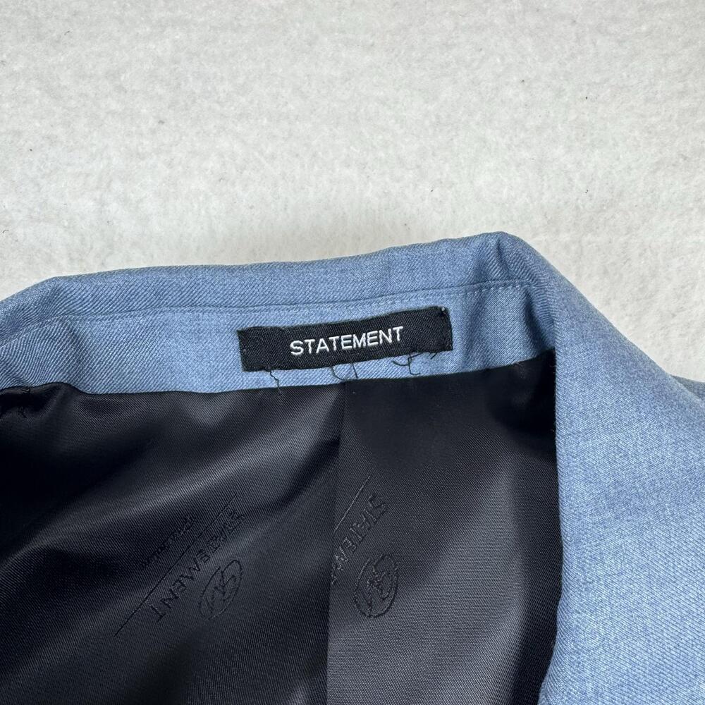 Statement Suit Mens Size 38R Blue Super 180s Wool Cashmere 2Pc 32W Slim Fit - Picture 5 of 14